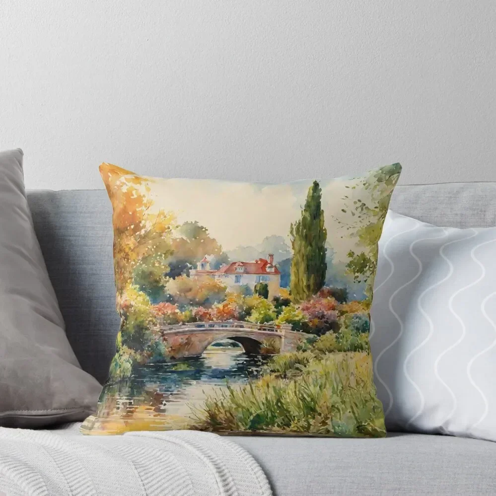 

Watercolor Fantasy Landscape Throw Pillow Plaid Sofa pillow cover christmas Pillow Case Christmas Christmas Pillowcase