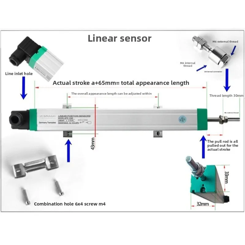 

Apply ToKTC 500-900mm Stroke Linear Sensor Scale Electronic Ruler Position LWH Transducer for Injection Molding Machine Printing