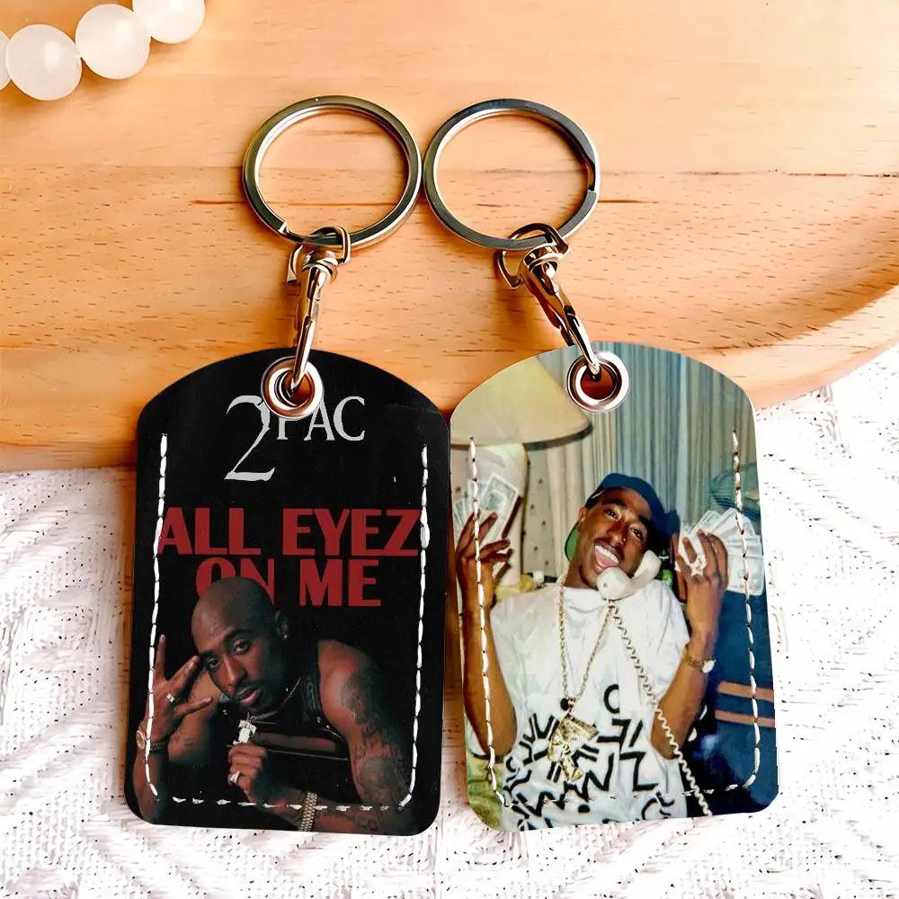 Rapper Tupac Shakur 2PAC Card Holder Keychain Key Ring Door Lock Access Protective Case For Security Gift