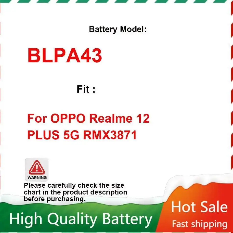 

Аккумулятор мобильного телефона с высокой производительностью и удлиненной для Oppo Realme 12 Plus 5G RMX3871 BLPA43 5000 мАч