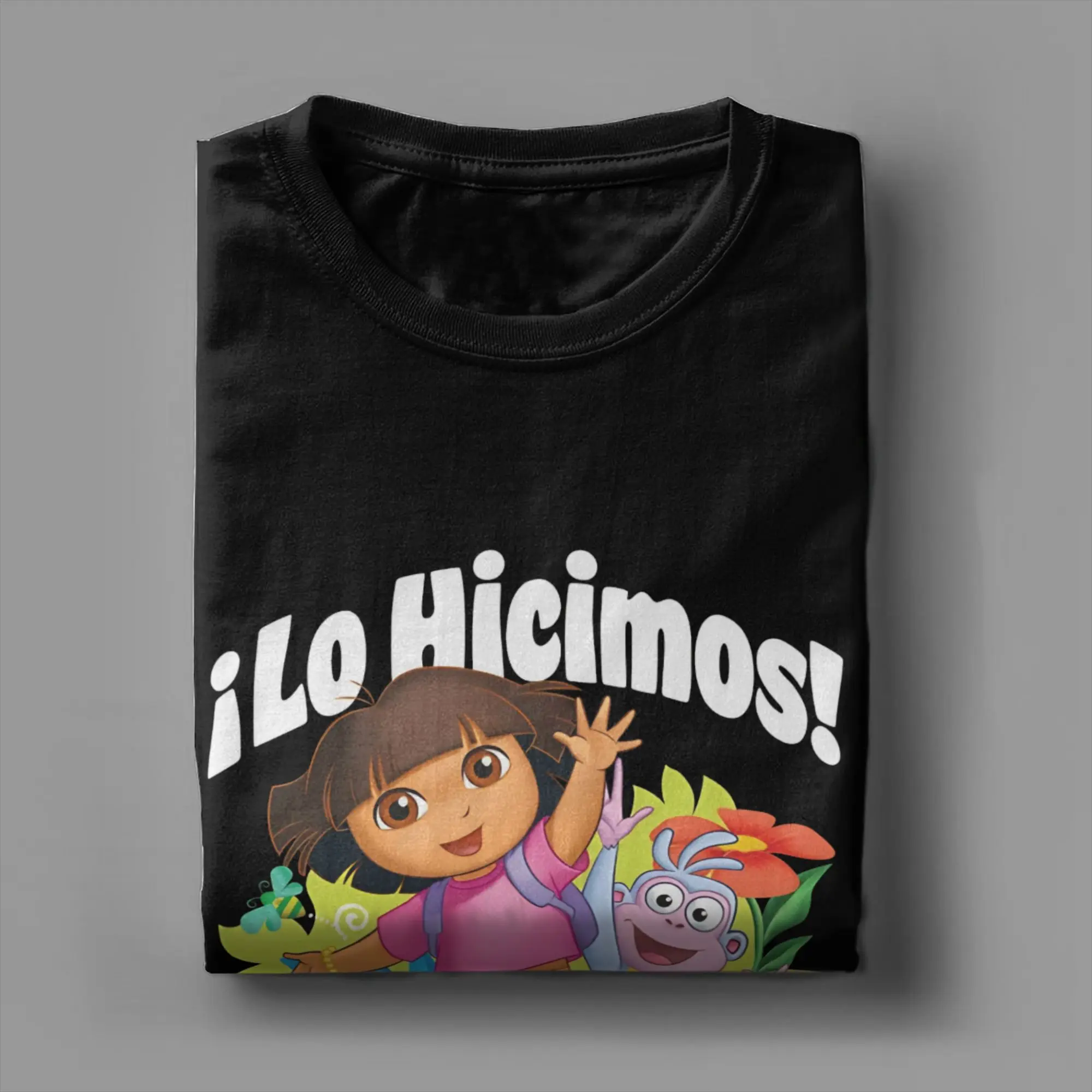 تي شيرت Dora the Explorer and Boots Floral Lo Hicimos We Did It للرجال برقبة دائرية تي شيرت بأكمام قصيرة مقاس كبير #4