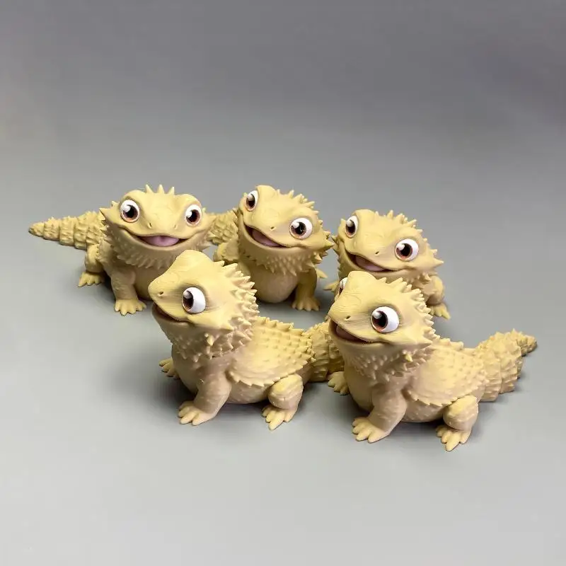 3D Printed Cute Bearded Dragon Figurine Lizard Statue Desktop Ornament Reptile Lover Gift Home Decor Animal Collection Craft.~