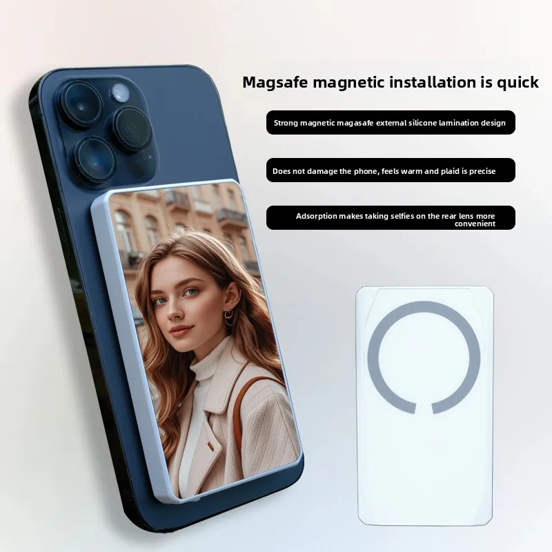 Portable Phone Selfie Screen Display Projector Magnetically Attached Rear Screen Booster for HighQuality Live Videos and Selfie