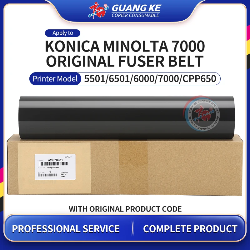 A03u720501 original fuser cinto + a03u725000 filme bucha para konico minolta 5501 6501 6000 7000 cpp650 novo fuser filme manga