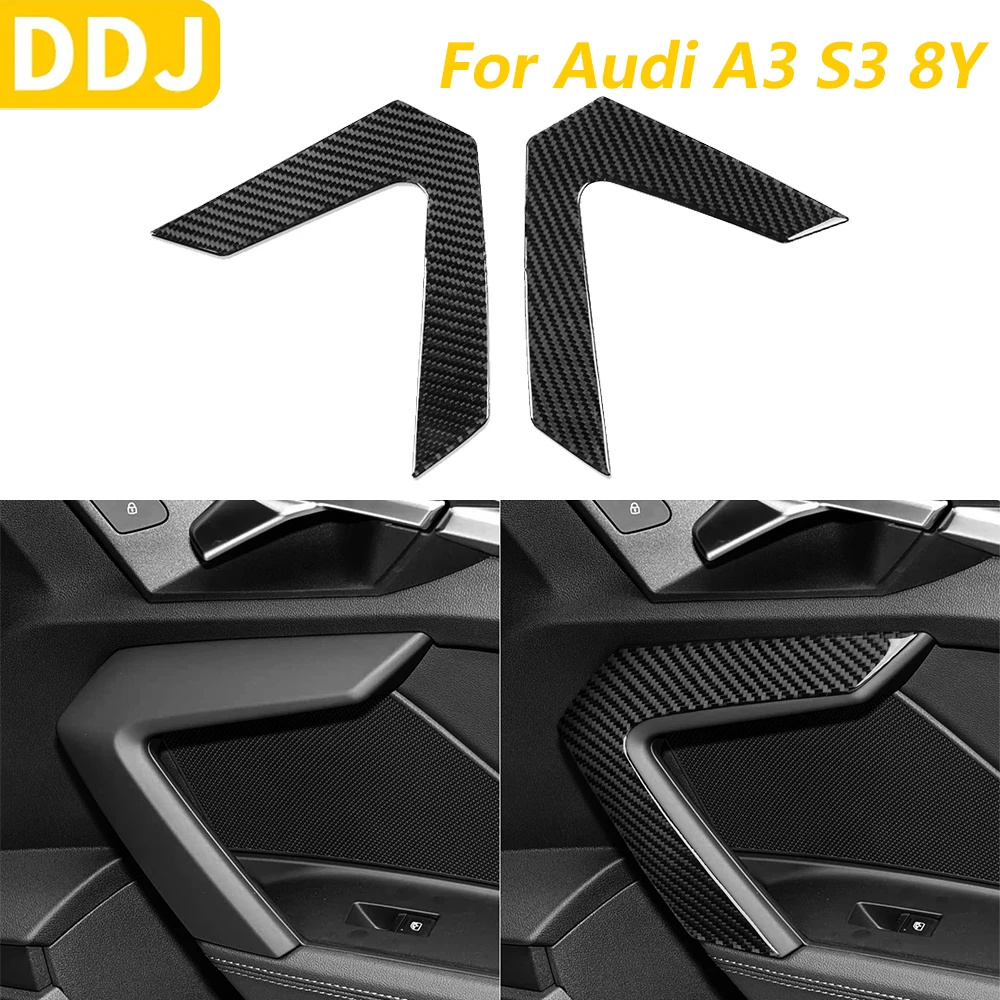 

Для Audi A3 S3 8Y 2021-2025 углеродное волокно, поручень для передней двери, ручка, панель, отделка, автомобильные аксессуары, наклейка для украшения интерьера