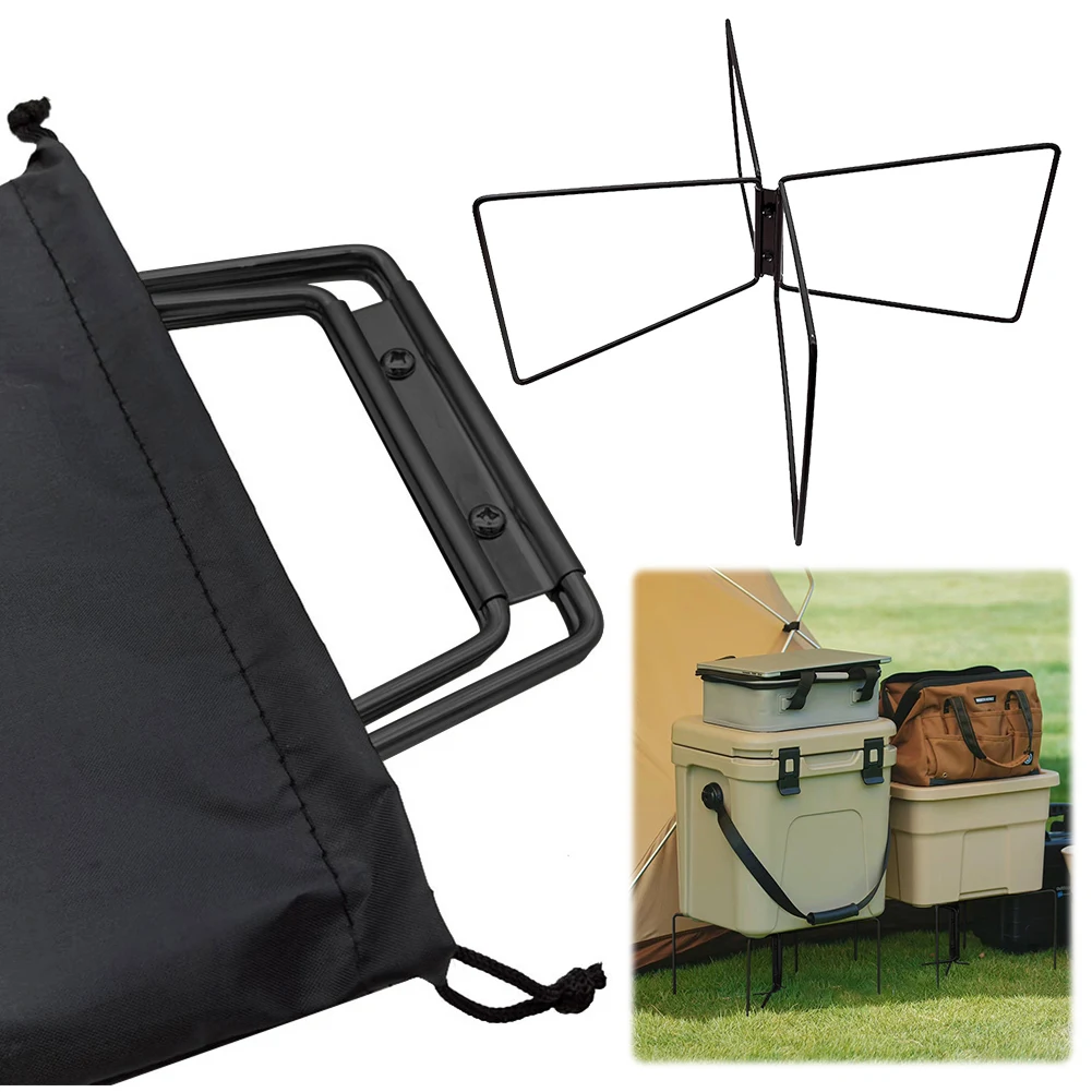 

Aluminum Alloy Box Stand Stainless Steel Organizer Box Folding Stand Outdoor Storage Boxes Shelves for Outdoor Picnic Fishing