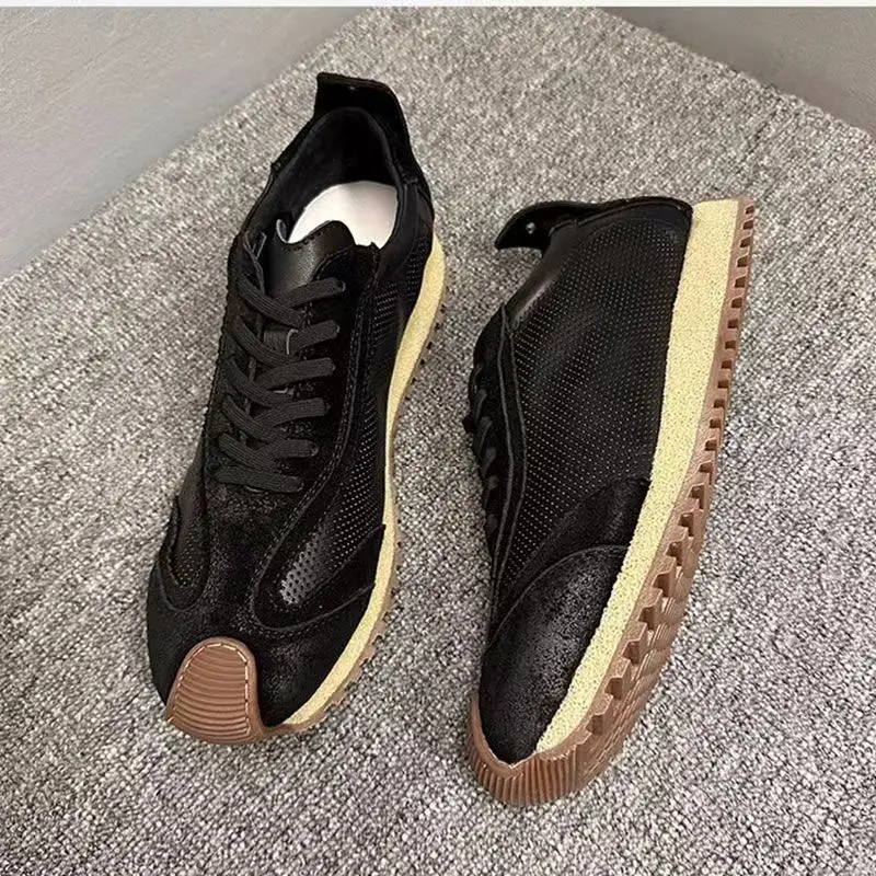 Chaussures décontractées en cuir véritable pour hommes, baskets à plateforme pour hommes, chaussures à semelle souple, nouvelles chaussures à la