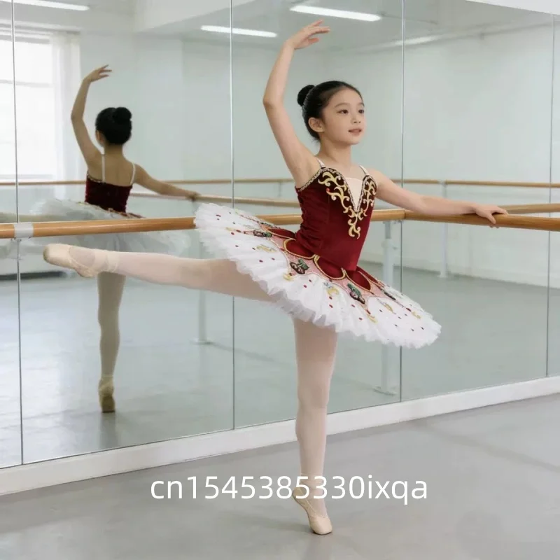 Girls' White Ballet Tutu Skirt Children's Cygnet Dance Performance Dress Swan Lake Vestido De Baile Pancake Skirt