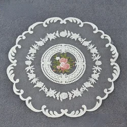 New Embroidered Dinning Table Cover Table Cloth Elegant Round Lace Tablecloth Coffee Coasters Napkin Party Wedding Decoration