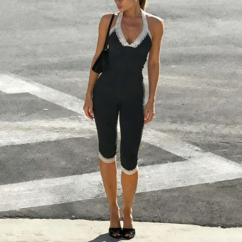 Temperament Elegant Wind Neck Lace Jumpsuit Light Ripe Wind Slim and Thin Sleeveless Top