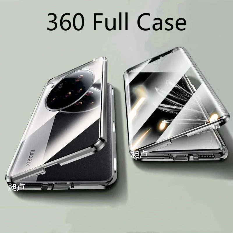 

360 Metal Full Magnetic Adsorption Protection Case for Xiaomi 15 Ultra Double-Sided Tempered Glass Hard Cover for Xiaomi 15ultra