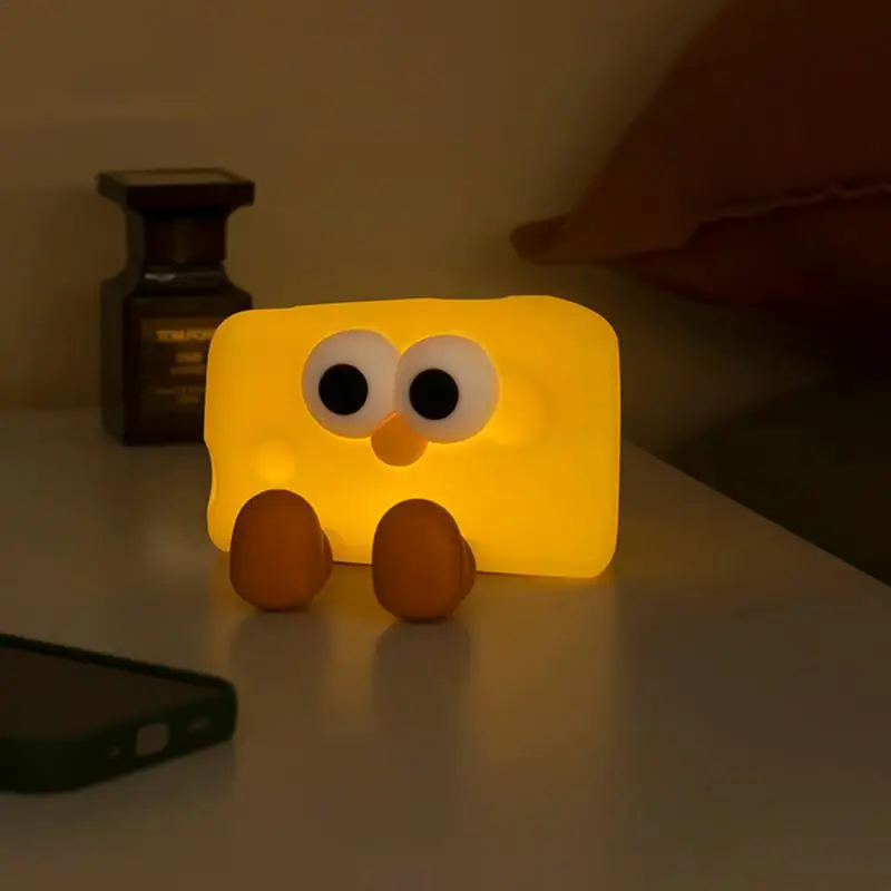 

USB Rechargeable Night Light Silicone Cheese Shape Night Light Nursery Touch Lamp Rechargeable Cute Night Lamp Sleeping Light