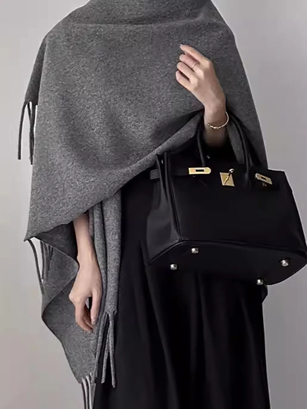 

Зимнее женское пончо, теплая шаль в этническом стиле, утолщенная дорожная шаль с бахромой, роскошный женский уличный шарф, одеяло, накидка-палантин