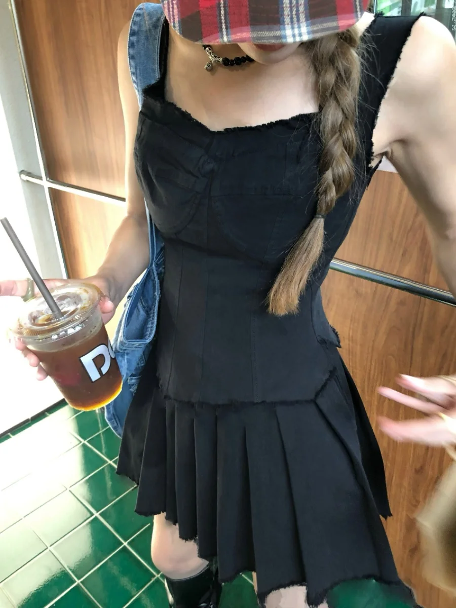 Soolrok Pure Desire Spicy Girl Design Set Women's Waist-Cinching  Halter Gored Skirt Fashionable Ensemble Summer 2023