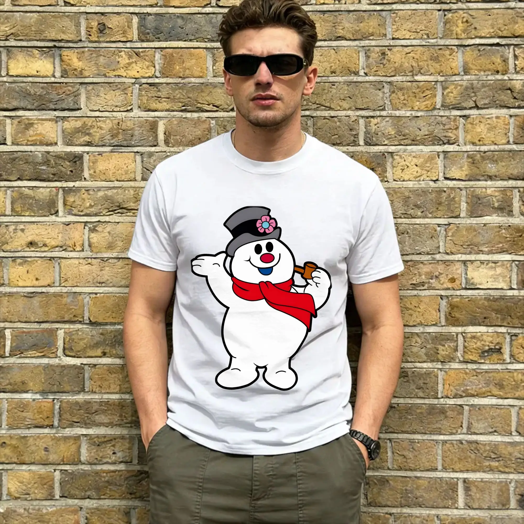 Snowman Frostys Men's T Shirt  Vintage Tees Short Sleeve Round Neck T-Shirts 100% Cotton Plus Size Tops