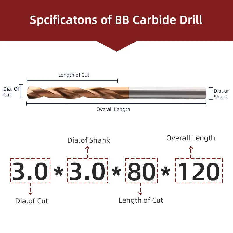 BB 120mm Length Coated Carbide Drill Machine Metal Hole Making Tool for Steel Stainless Steel