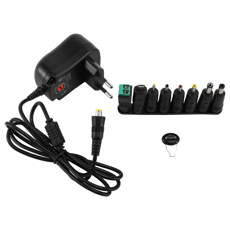 HOT-Portable Power Supply, 12W Universal AC/DC Adapter Switching Power Supply With 8 Different Adapter Heads 3V-12V EU Plug