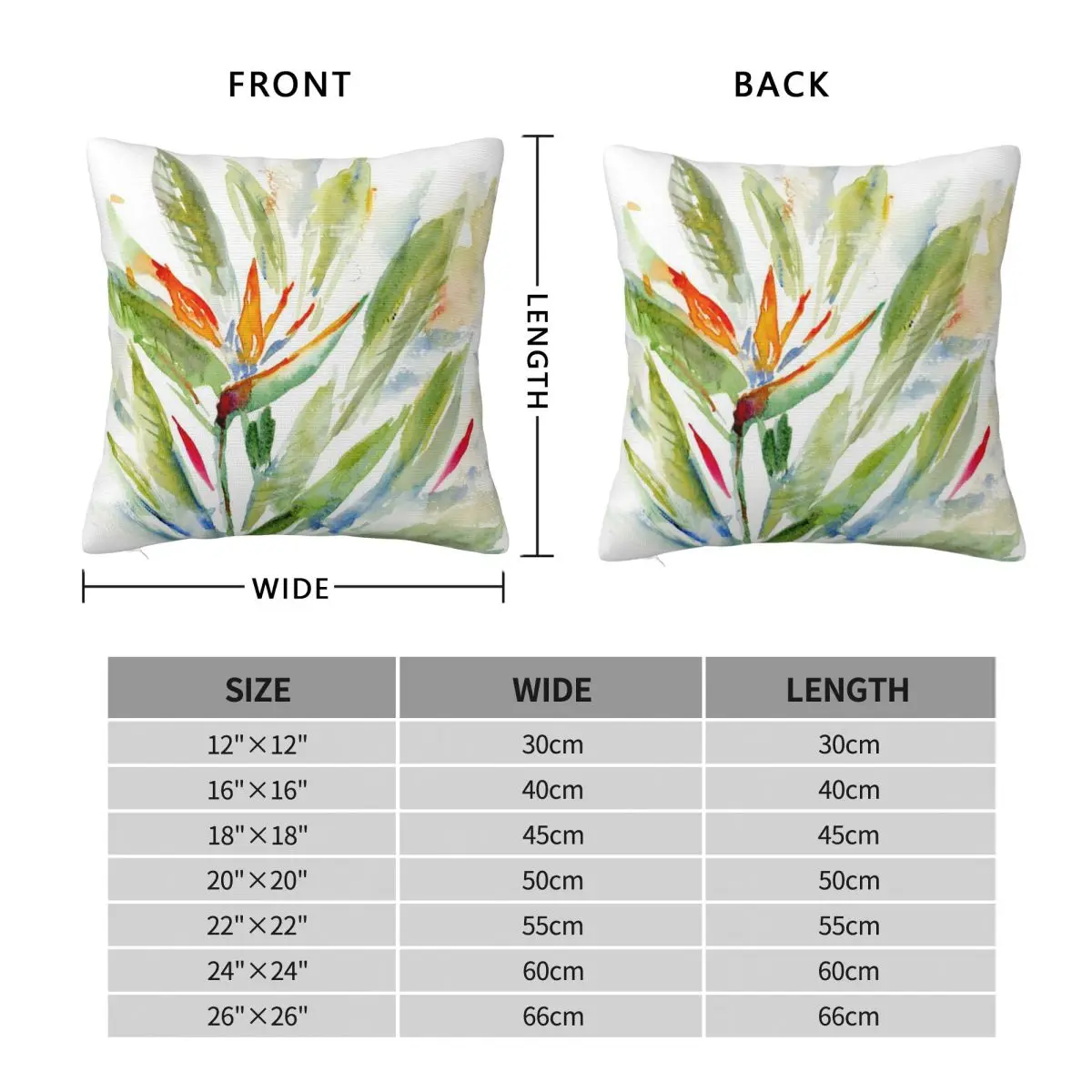 Bird Of Paradise Strelitzia Square Pillowcase Polyester Linen Velvet Pattern Zip Decorative Home Cushion Cover 45x45