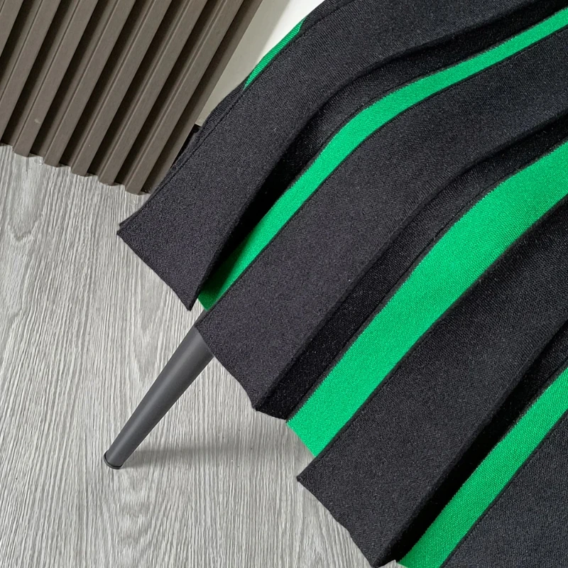 Moda retro w paski Mini spódnica z dzianiny damska mieszane kolory elegancki panel z wysokim stanem wszechstronna plisowana spódnica wiosna i jesień