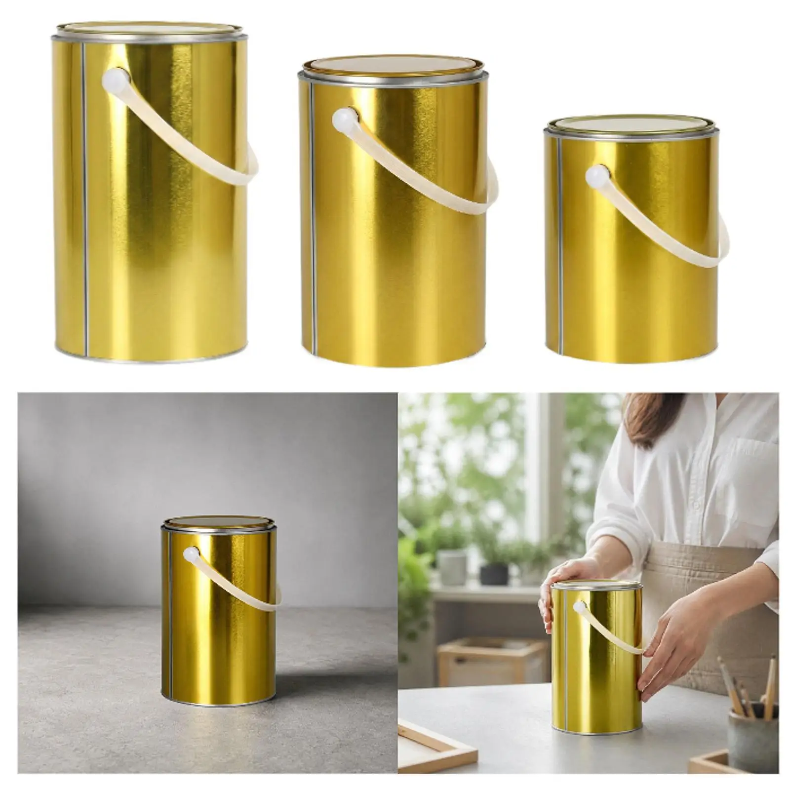 Durable Iron Paint Can Metal Bucket with Lid for DIY Art Home Renovation and Craft Storage Solutions