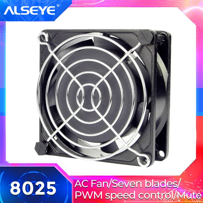 ALSEYE AC 220/240V Fan 80mm Two Ball Bearing Cooling Fan with Cover 50/60 HZ 2600RPM Metal frame 8cm AC cooling fans