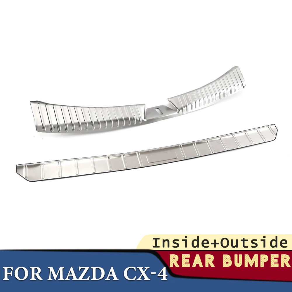 

Trunk Bumper for Mazda CX-4 2017-2024 Car Accessories Stainless Rear Fender Protector Sill Pad Cover Sticker Decoration