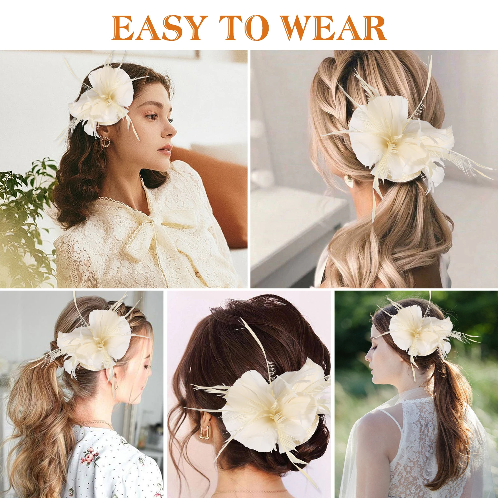 

Hair Clip Headdress Unique Clips Cute Barrettes Western Accessories Mini White Fascinator Bride