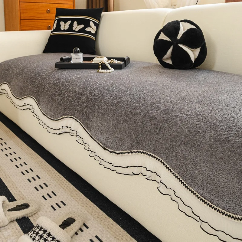 

Сплошной цвет, нерегулярный чехол для дивана, цельный фиксированный противоскользящий чехол для дивана, прямой ряд, простой, современный, всесезонный, универсальный