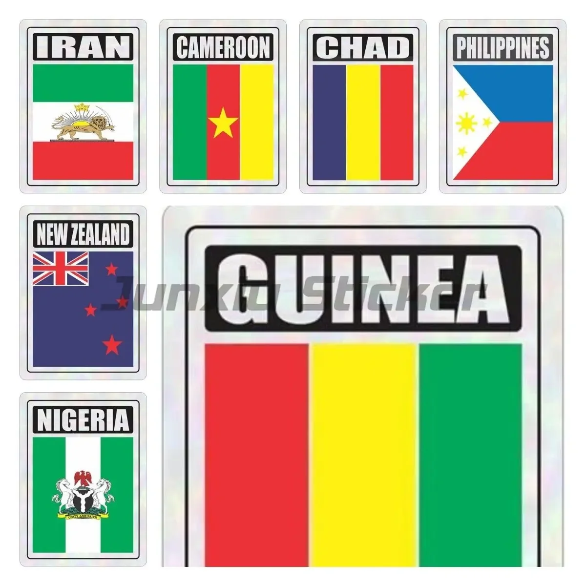 Mali, Nigeria, Iran, Algeria, Nepal, South Korea, Guinea, Singapore Flag Car Sticker, Boot Bumper, Fender Window Decal