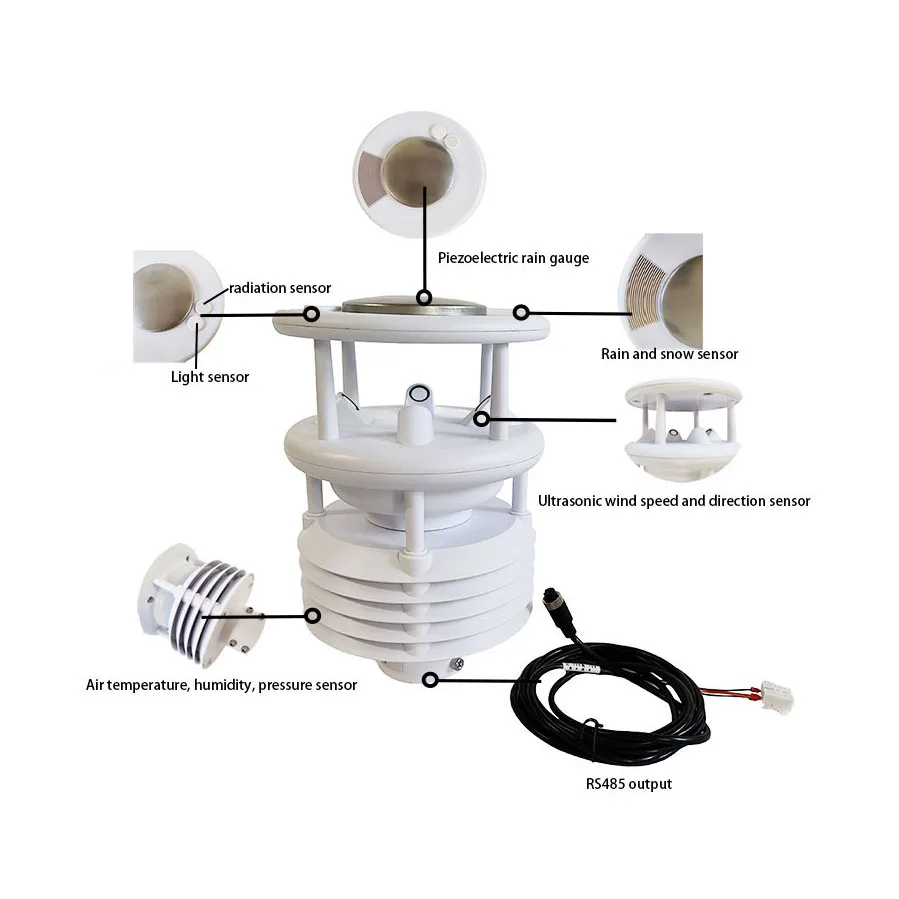 LORA LORAWAN 4G GPRS WIRELESS OUTDOOR RAIN SNOW WEATHER STATION WITH PIEZOELECTRIC RAIN GAUGES AND WIND SPEED DIRECTION SENSOR