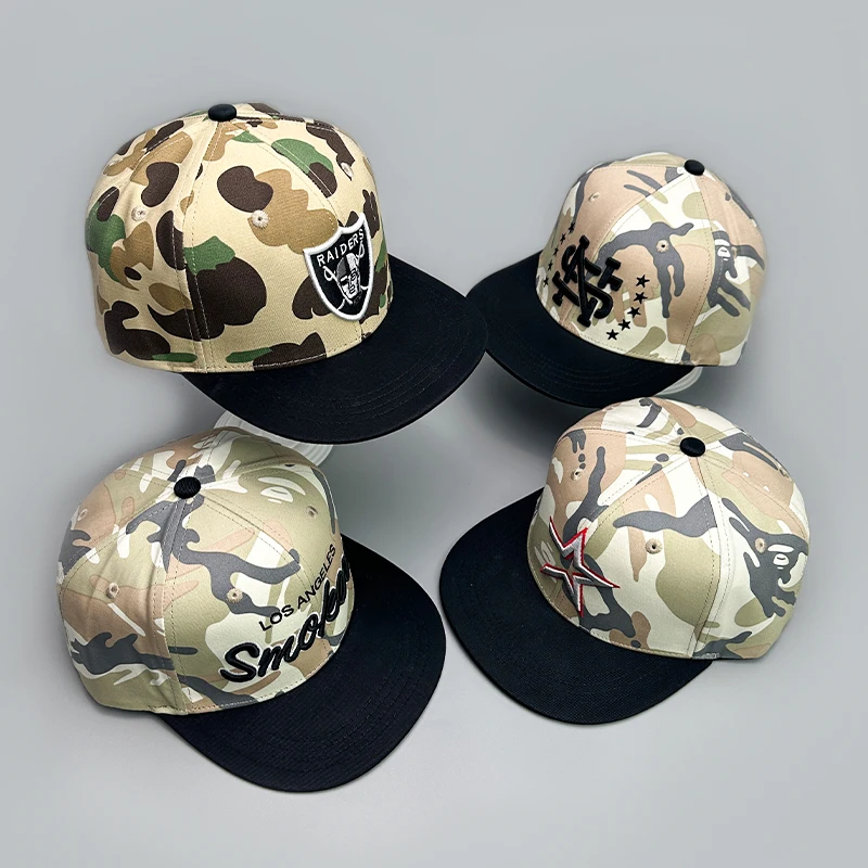 

Letter Embroidery Flat Eave Baseball Hats New Unisex Breathable Sunshade Camouflage Versatile Color Block Fashion Peaked Caps