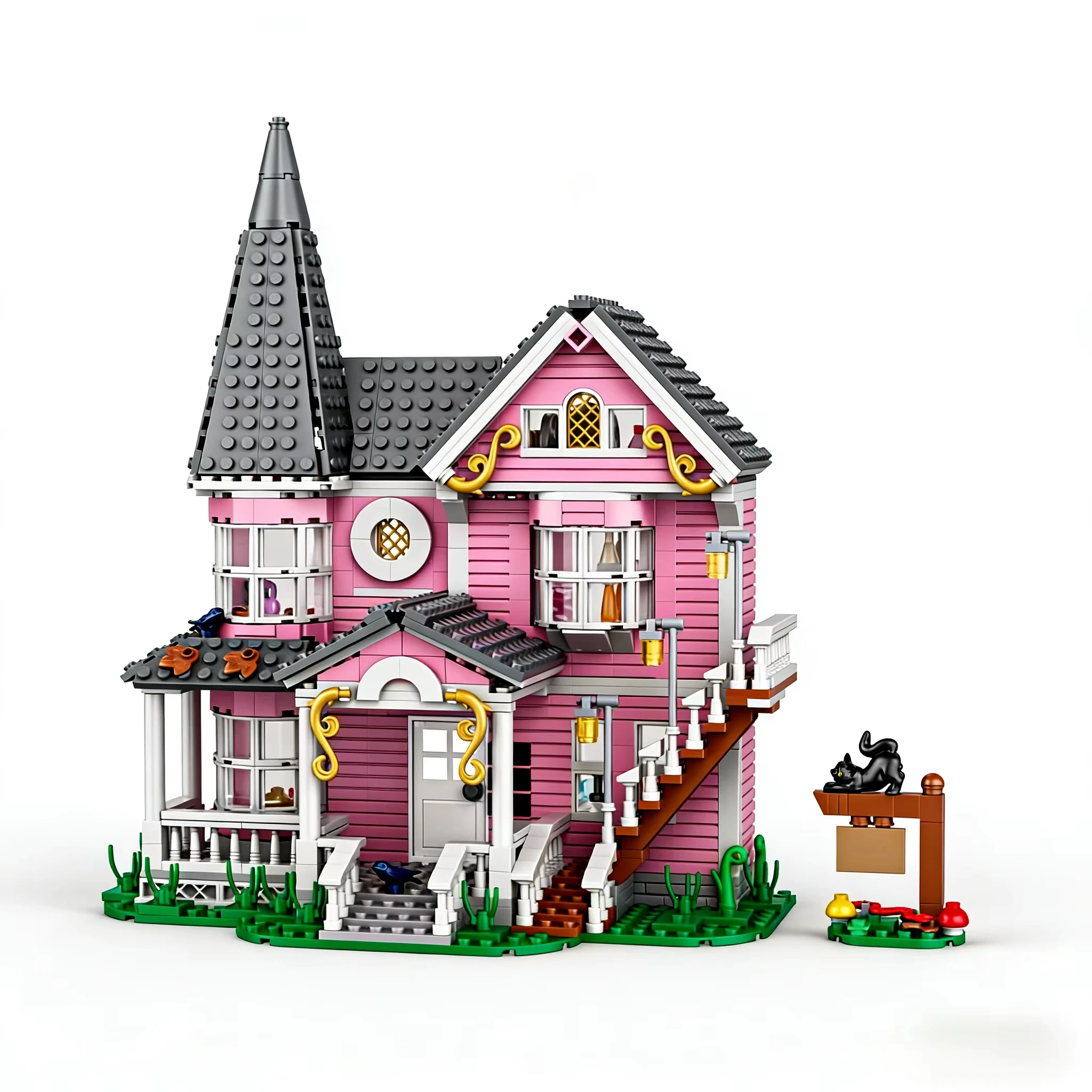 Coraline‘s Iconic Pink Palace Building Blocks Set,Fantasy Haunted House Model for Display,Unique Collector’s Gift for Movie Fans view 5