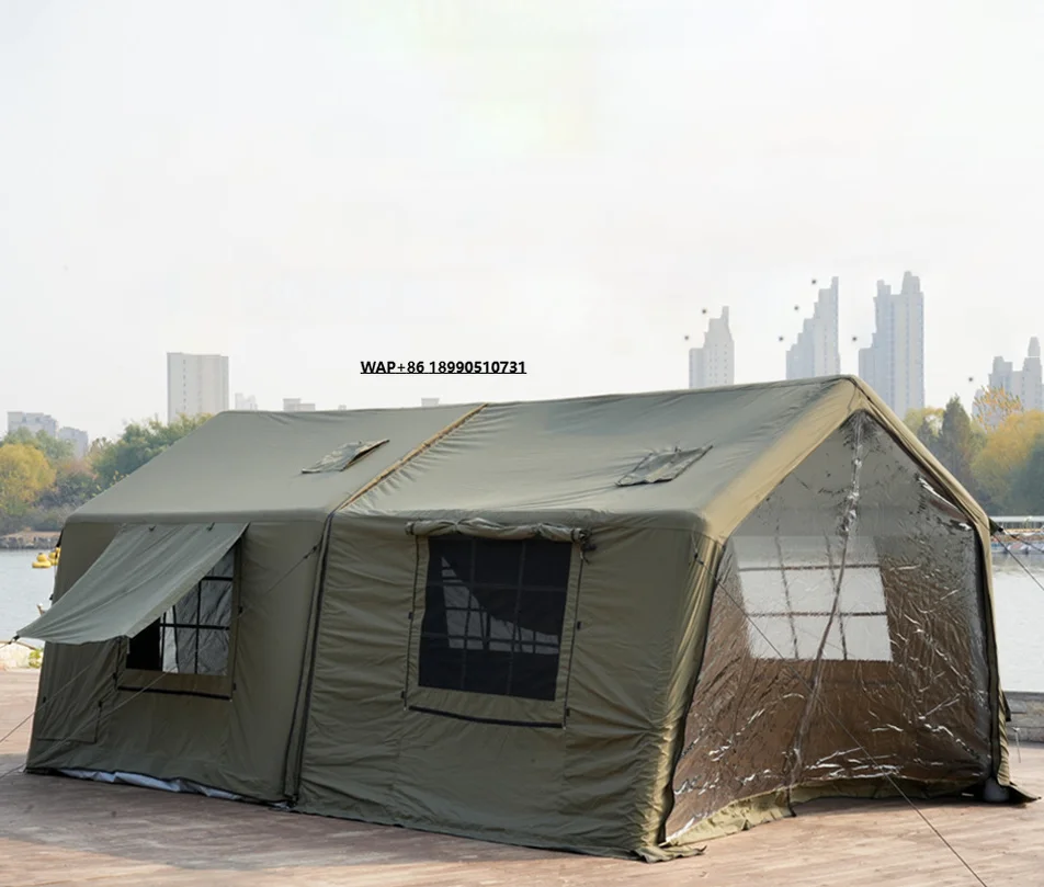 

8㎡+8㎡,green TC Fabric,outdoor Rainproof and Sunshade Cloth Camping Inflatable Tent, Inflatable Expansion, Outdoor Camping