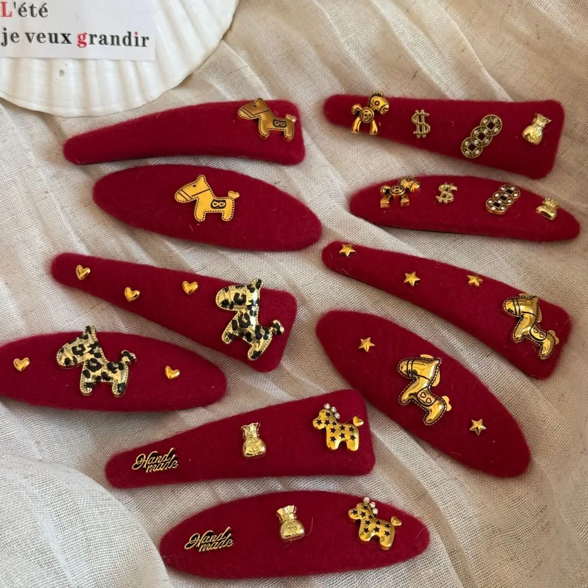 New Year Red Style Hair Side Clip for The Year of The Horse Exquisite Headwear Small Bangs Clip BB Clip Hair Style Accessories