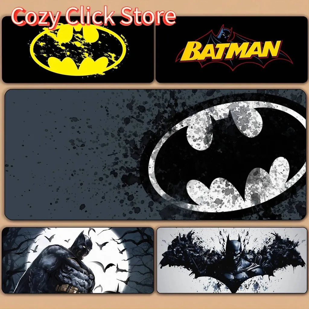 

Коврик для мыши с логотипом B-Batman Hero, HD печать, компьютерный геймерский нескользящий коврик для мыши с запирающимся краем, XXL90x40 см, коврик для клавиатуры, ПК, настольный коврик
