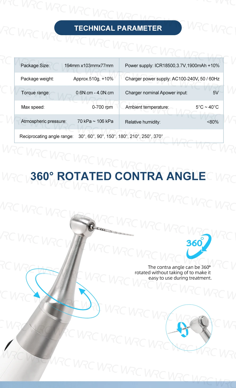 2 In 1 Dental Smart Wireless Endo Motor Built In Apex Locator Root Canal 360ᄚAdjustable Handpiece for Root Canal Treat