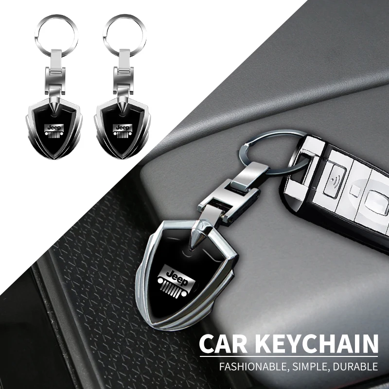 

1pcs Car Accessories 3D Metal Keychain Shield Shape Keychain for Jeep JPB Renegade Wrangler JK Compass Grand Cherokee Gladiator