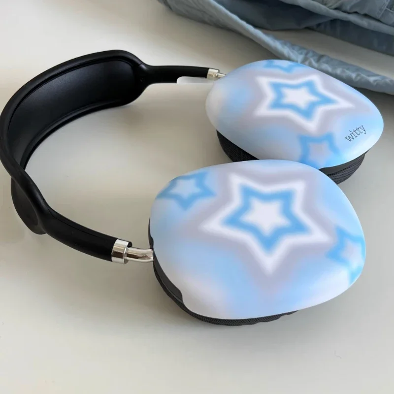 Y2k airpods max fones de ouvido caso capa azul embaçado estrela personalizado airpods casos plástico acessórios decoração presentes