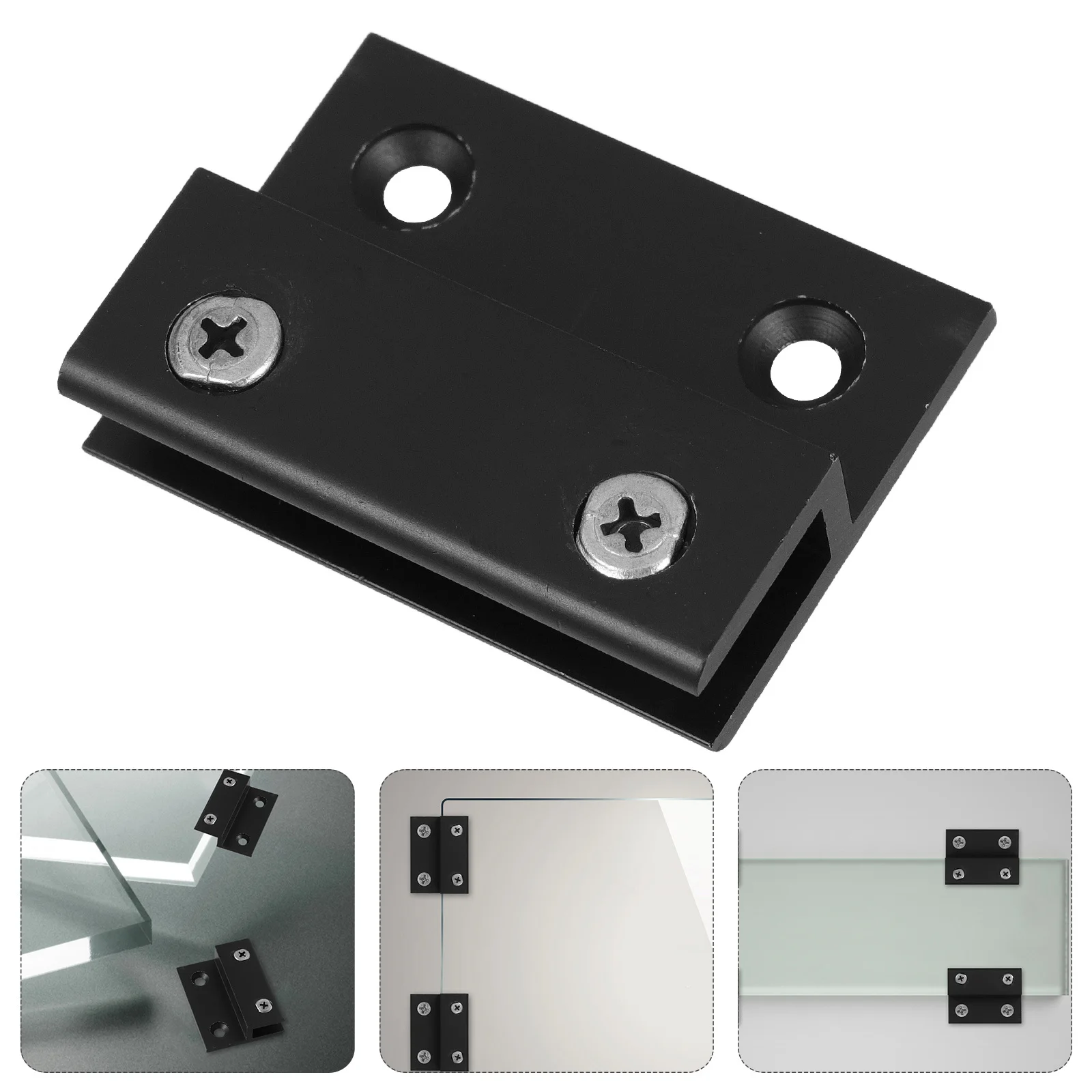 

6Pcs Black Aluminum Alloy Glass Clips H-Type Fixing Clamps for Wall Mounted Mirror and Acrylic Sign Holder Picture Hangers