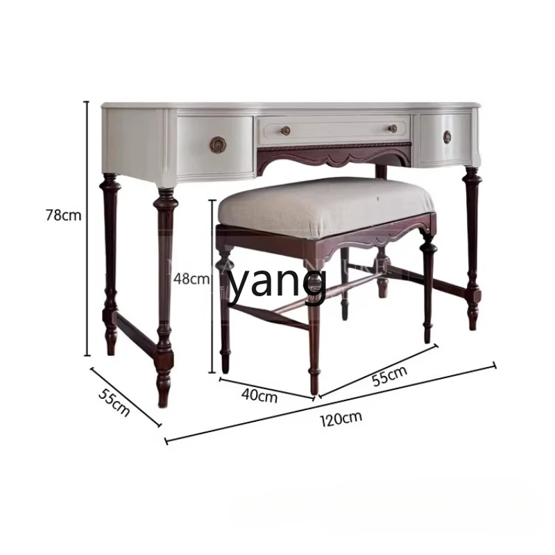 

YHM solid wood dressing table retro bedroom stool combination