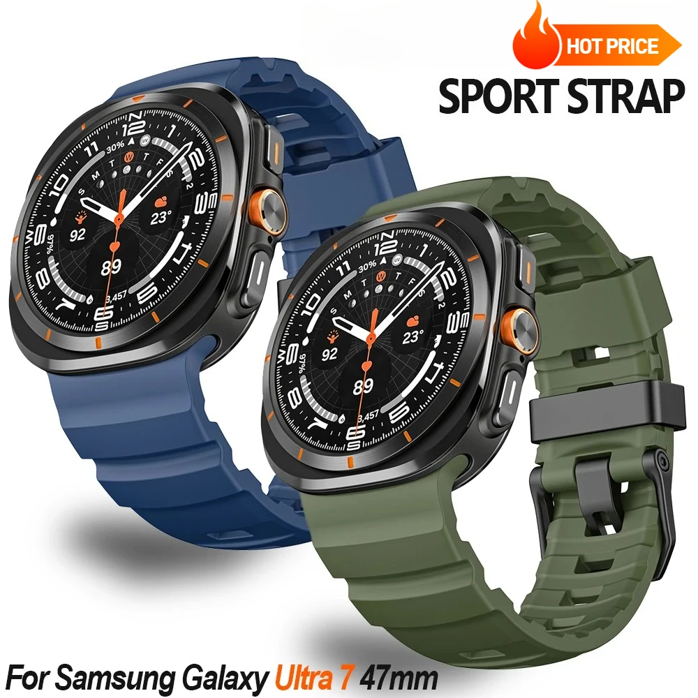 

MEN Silicone Band for Samsung Galaxy Ultra Watch 7 47mm Soft Sport Bracelet for Samsung Galaxy Ultra 7 47mm Curved End Wristband
