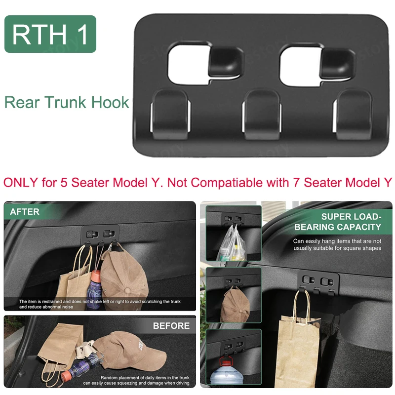 Hook for Tesla Model Y 2024 Accessories Rear Trunk Hook Seat Back Clip Glove Box Organizer Holder for Tesla Model Y 2021-2024