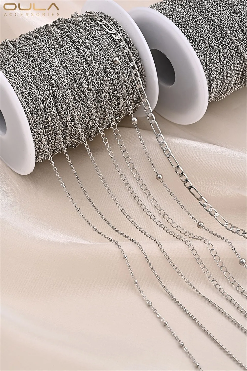 

White-gold Plated Ponytail Chain, Pearl Chain, Beaded Chain, Side Chain, Diy Handcrafted Bracelet Necklace Accessory Loose Chain