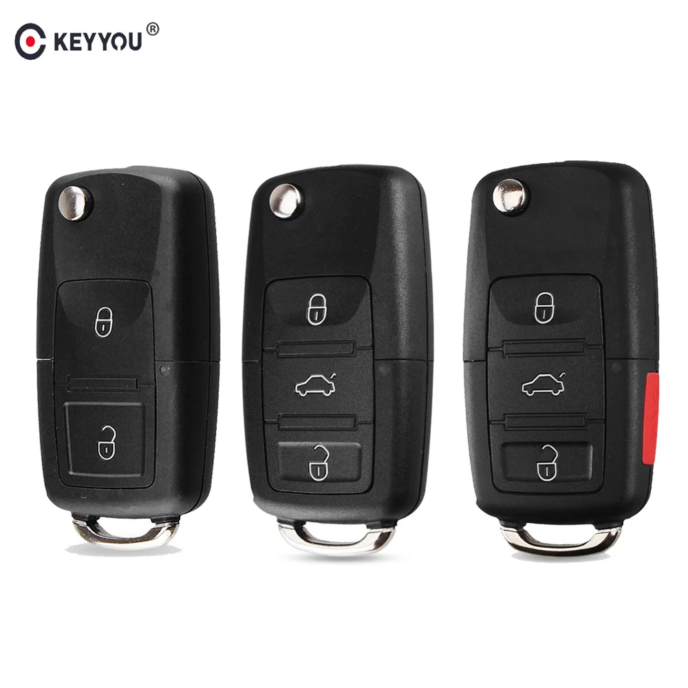 KEYYOU Flip Folding Remote Car Key Shell Case Fob For VW polo passat b5 B6 Tiguan Golf 4 5 Seat Skoda HU66 Blade