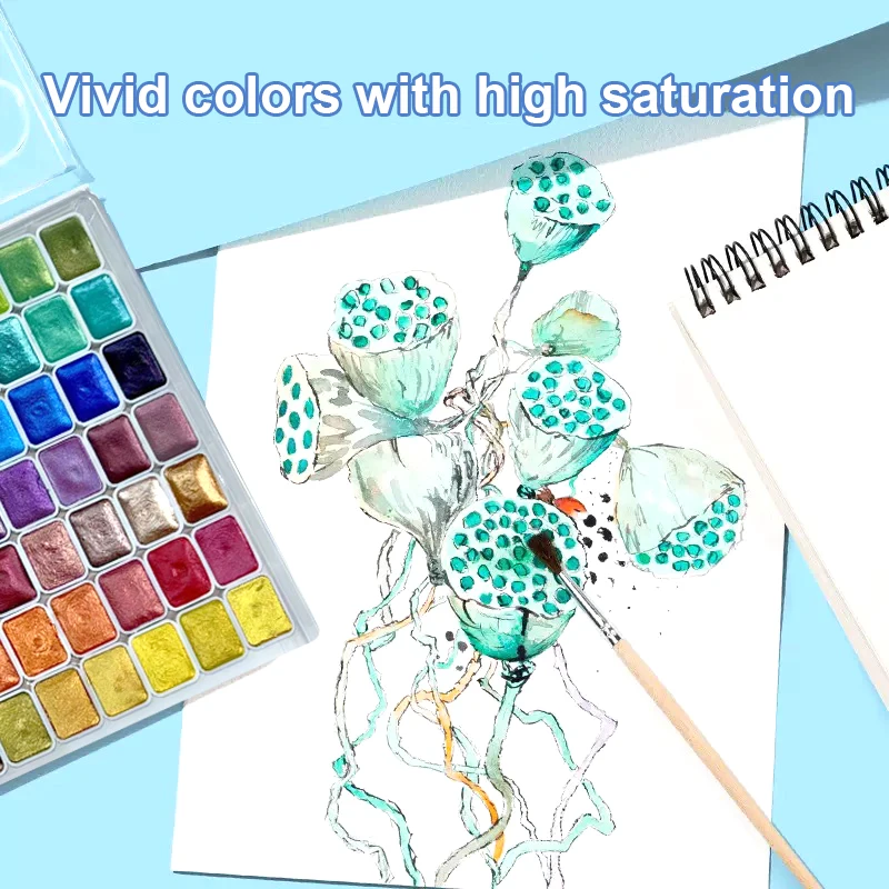 SeamiArt 20 24 60 Colors Pearlescent Solid Watercolor Set For Drawing Painting Writing Nail Art Creation Art Supplies image 6