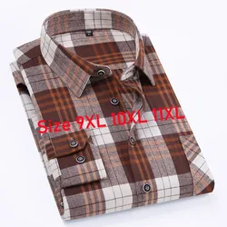 S-11XL Plaid Shirts For Men's Long Sleeve Cotton Fashion Design Young Casual Standard-Fit Thick Man Flannel Shirt Blouse Clothes