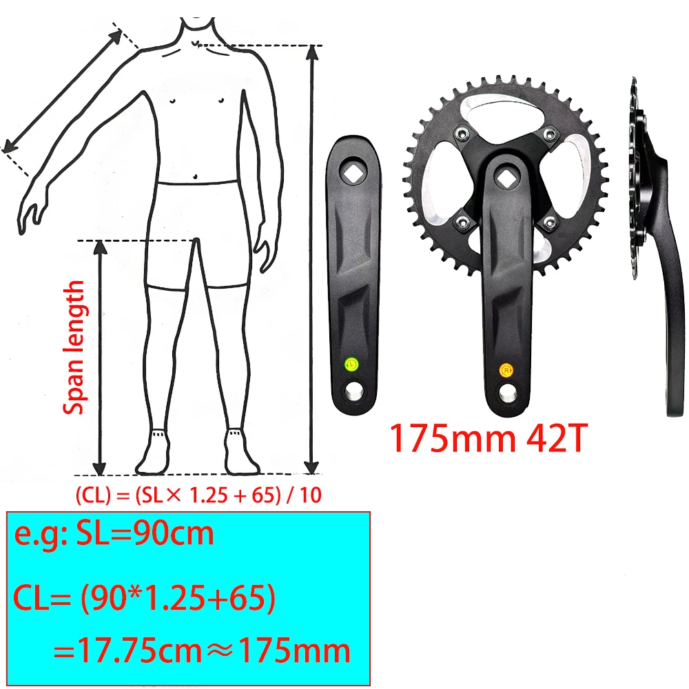 104 BCD MTB Kind Kinder Mountainbike Kurbelgarnitur Single Speed Kurbelgarnitur 127 140 152 160 165 175 mm Vierkantkegel 40/42T Kettenblatt – Detail 4