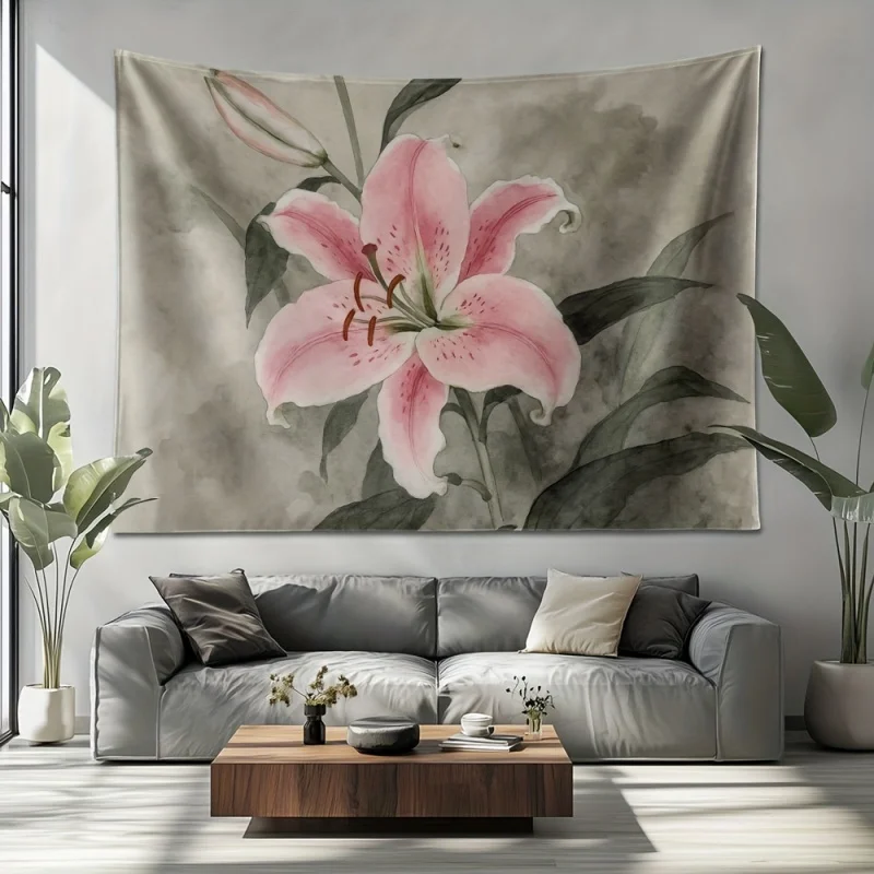 Light Luxury Elegant Plant Flower Tapestry Living Room Bedroom Tea Room Decoration Wall Hanging Polyester Fiber Home Decoration