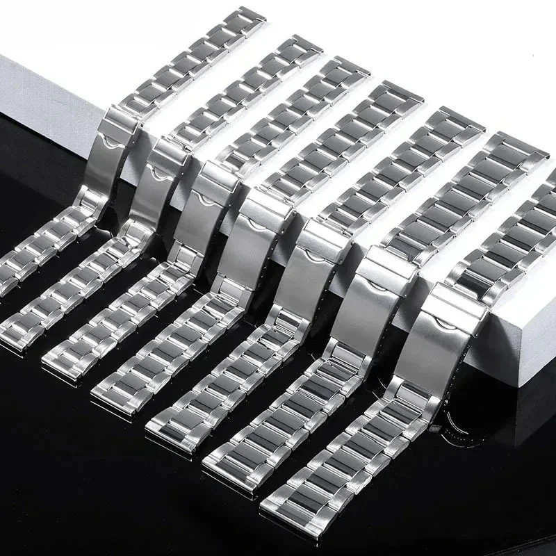 Edelstahl-Uhrenarmband, universelles Armband mit Faltschließe, 12, 14 mm, 16 mm, 18 mm, 20 mm, 22 mm, 24 mm, Uhrenarmband-Zubehör
