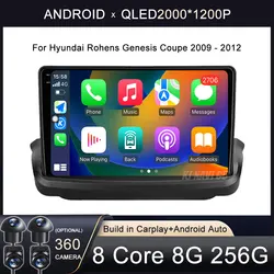 Android auto Android 14 For Hyundai Rohens Coupe Genesis Coupe 2009 - 2012 Multimedia Navigation Car Radio Wireless Carplay RSD